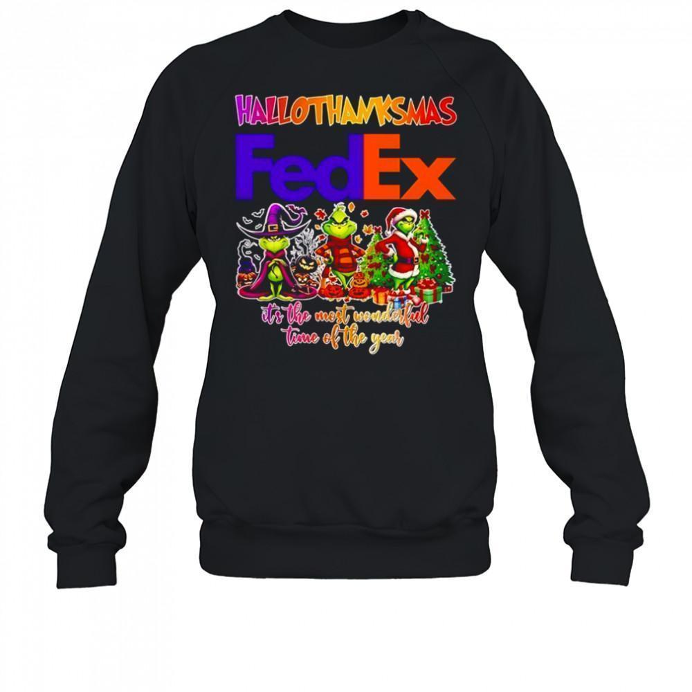 Grinch Hallothanksmas Fedex Its The Most Wonderful Time Of The Year Sweatshirt